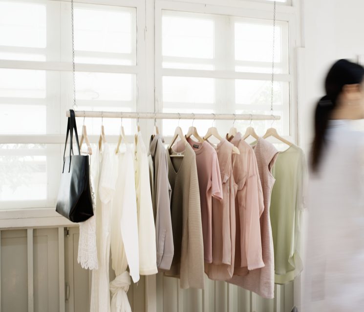 Casual clothes hanging on the rack